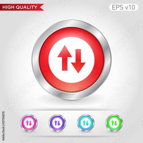 Up and down arrows icon. Button with arrows level icon. Modern UI vector.