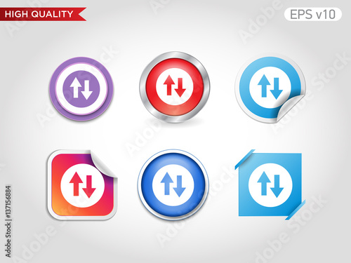 Up and down arrows icon. Button with arrows level icon. Modern UI vector.