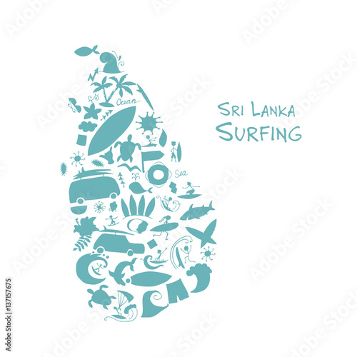 Sri Lanka surfind, design made from surf icons