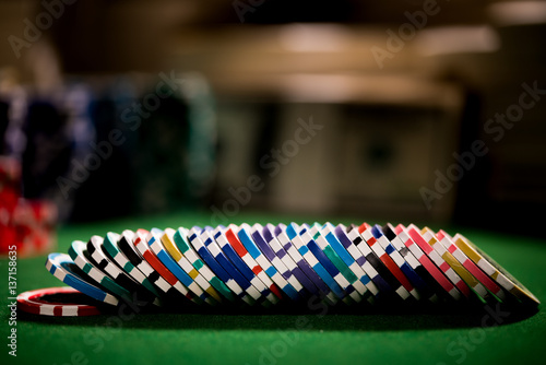 Row of poker chips