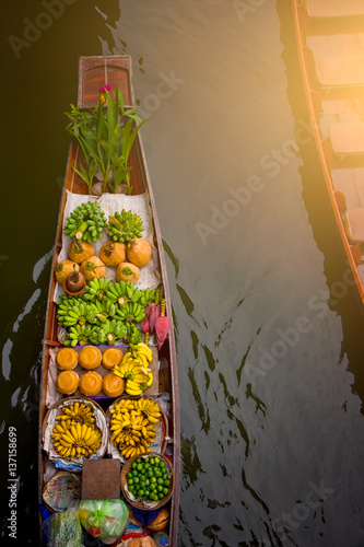 Traditional floating market of Thailand