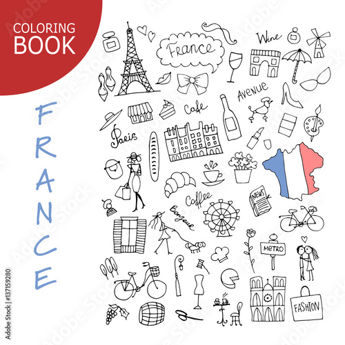 France, icons collection. Sketch for your design