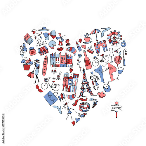 I love France, icons collection. Sketch for your design
