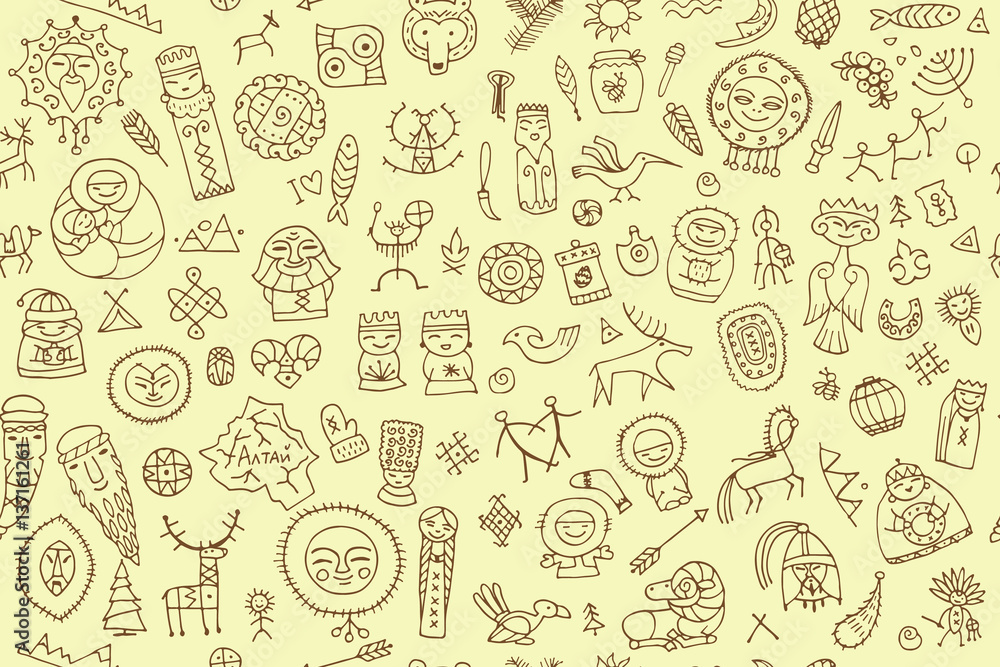 Tribal ethnic elements, seamless pattern for your design Tribal ethnic elements, seamless pattern for your design