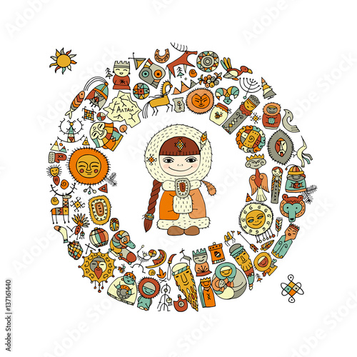 North woman with ethnic design elements