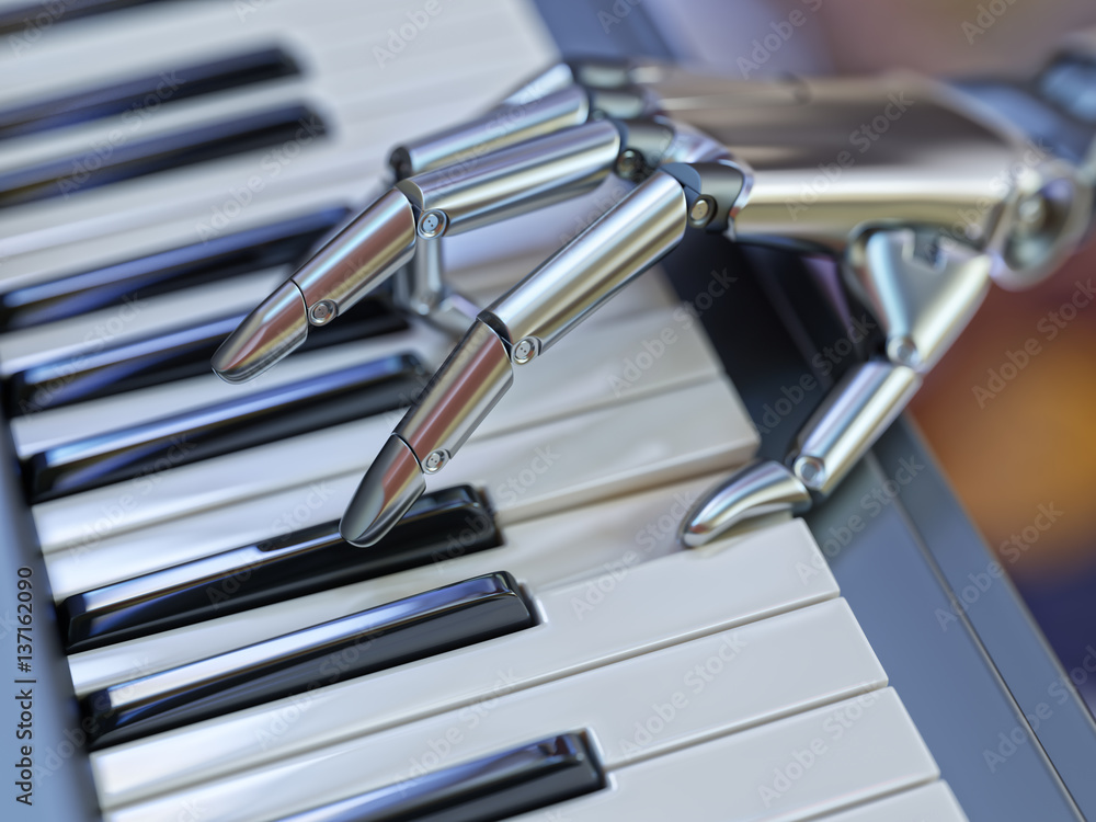 Robot Plays the Piano Artificial Intelligence Concept 3d Illustration Robot Plays the Piano Artificial Intelligence Concept 3d Illustration