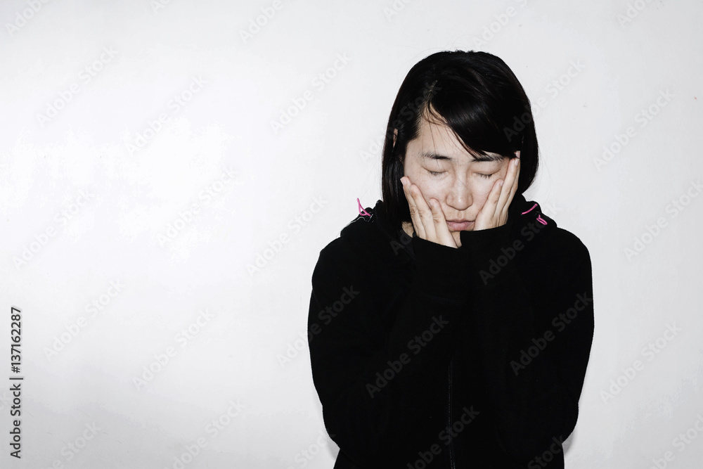 sadness and hopeless woman on white sadness and hopeless woman on white