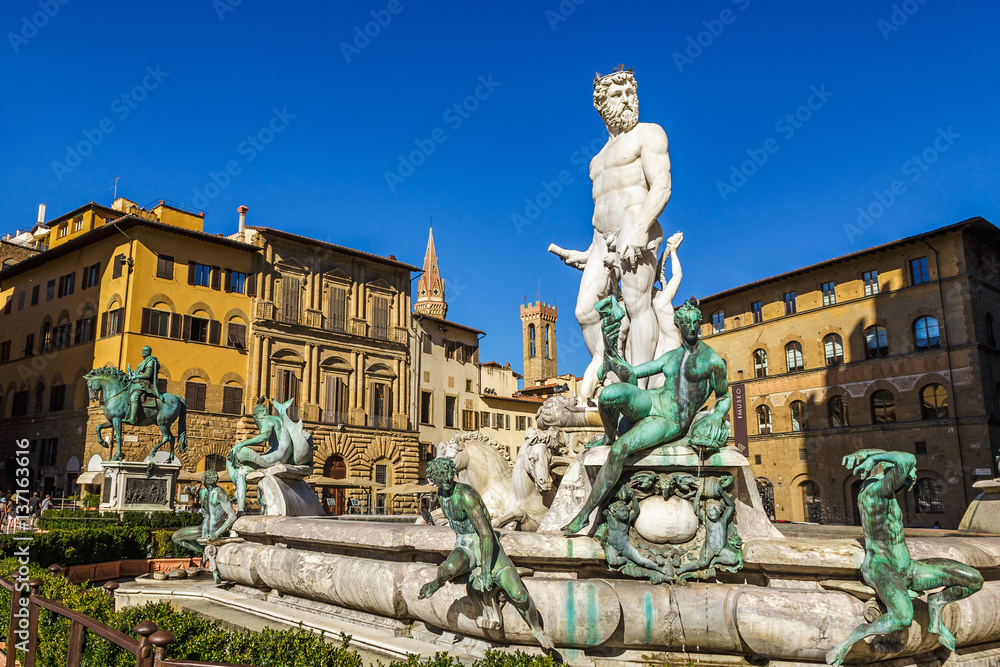 Fountain of Neptune in Florence, Italy.