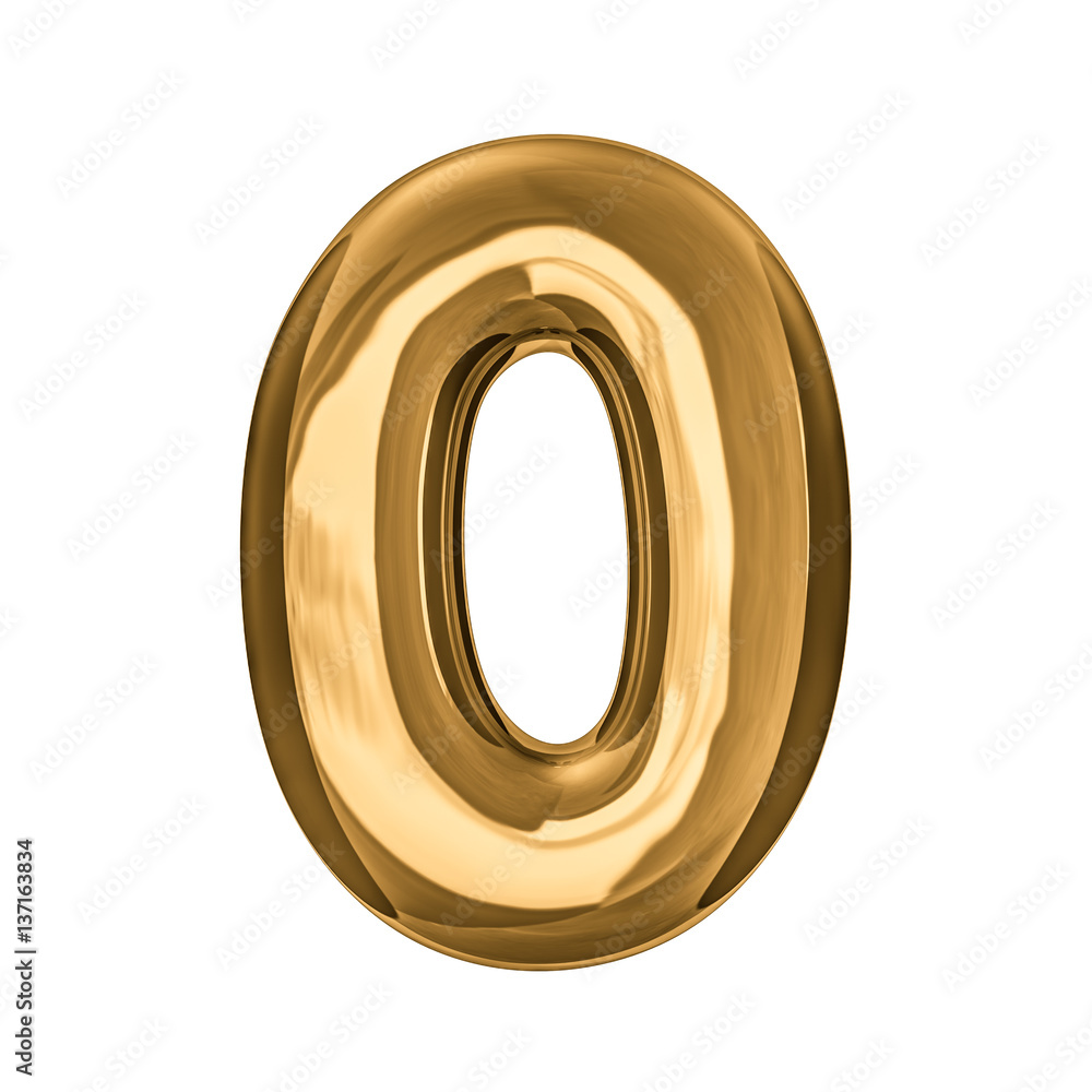 Gold digits made of inflatable balloons isolated on white background. 3D rendering Gold digits made of inflatable balloons isolated on white background. 3D rendering