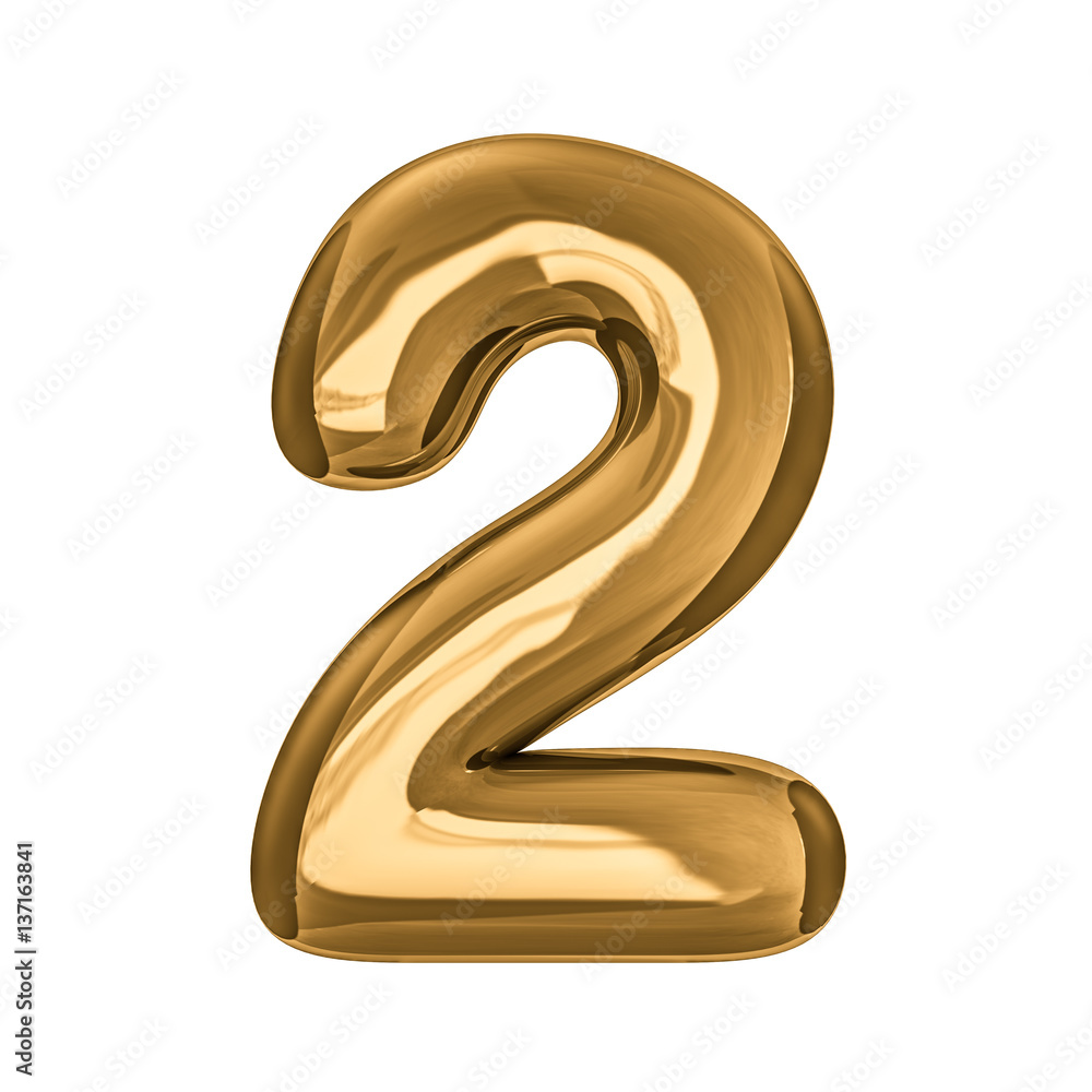 Gold digits made of inflatable balloons isolated on white background. 3D rendering Gold digits made of inflatable balloons isolated on white background. 3D rendering