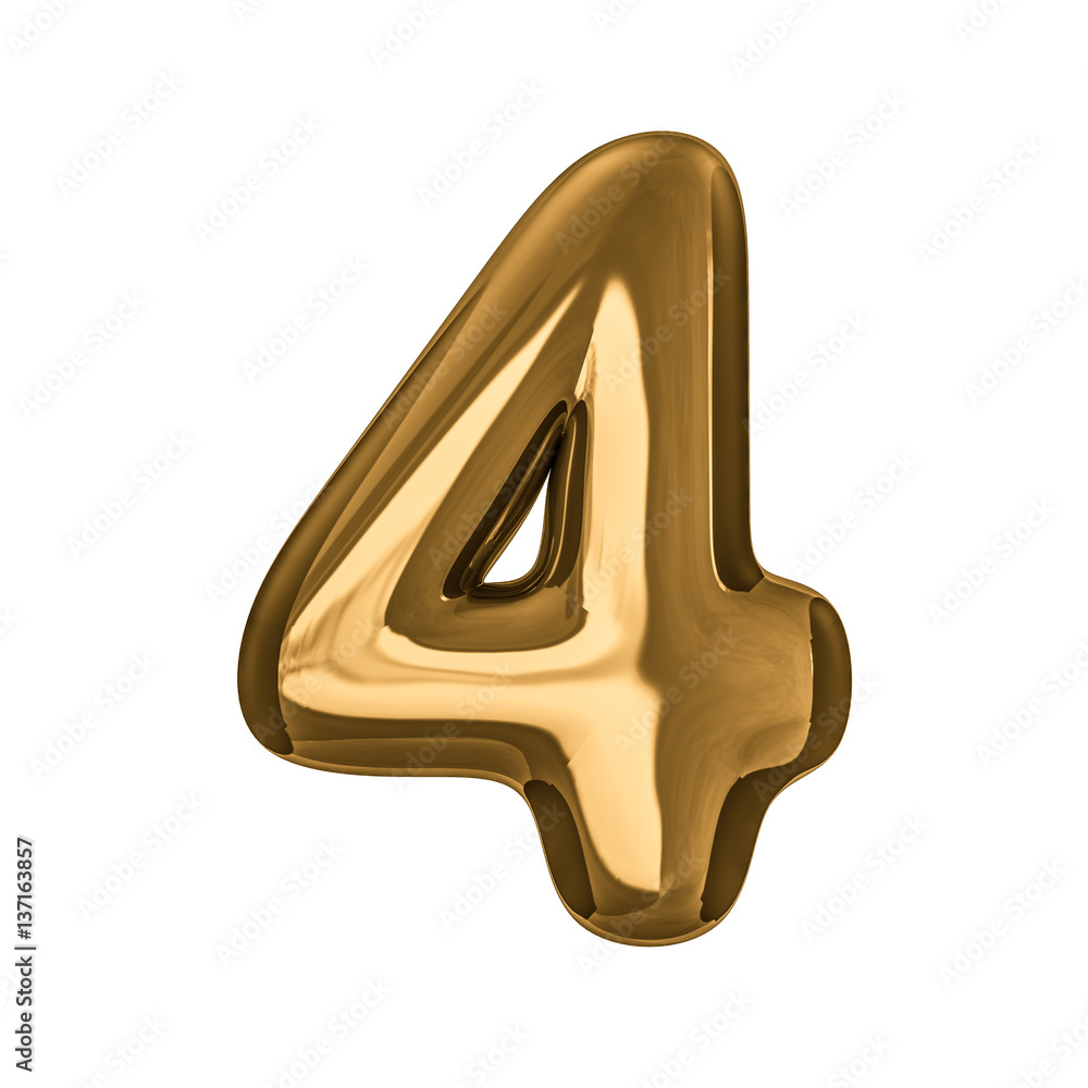 Gold digits made of inflatable balloons isolated on white background. 3D rendering Gold digits made of inflatable balloons isolated on white background. 3D rendering