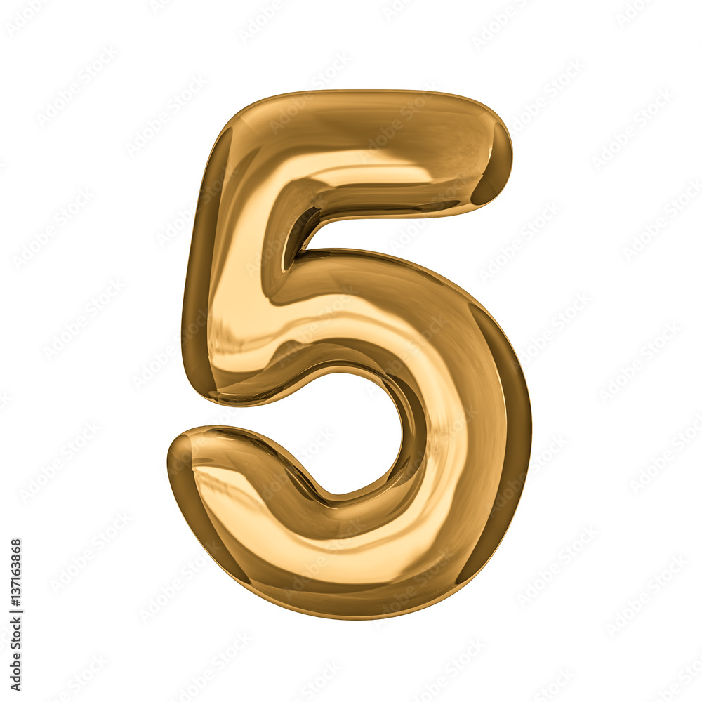 Gold digits made of inflatable balloons isolated on white background. 3D rendering Gold digits made of inflatable balloons isolated on white background. 3D rendering