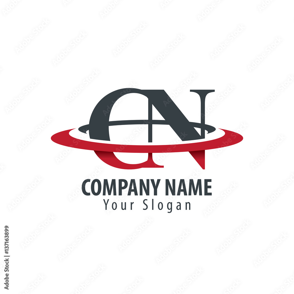 Initial Letter CN With Overlapping Swoosh Circle Initial Letter CN With Overlapping Swoosh Circle