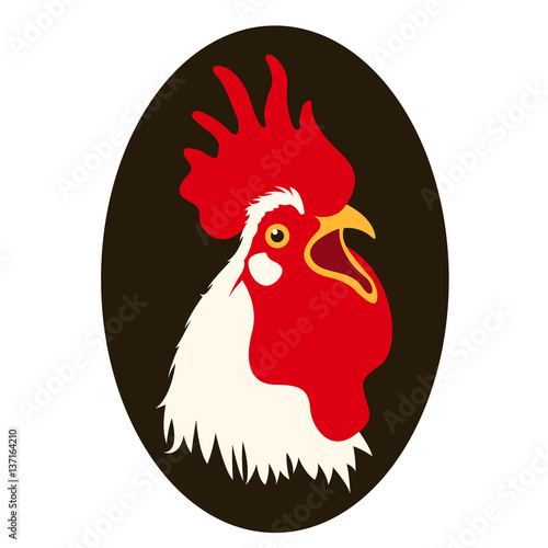 rooster head vector illustration style Flat