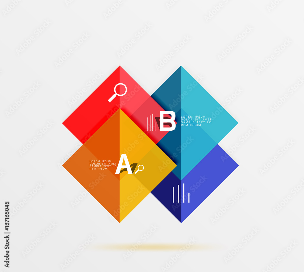 Overlapping square infographics Overlapping square infographics