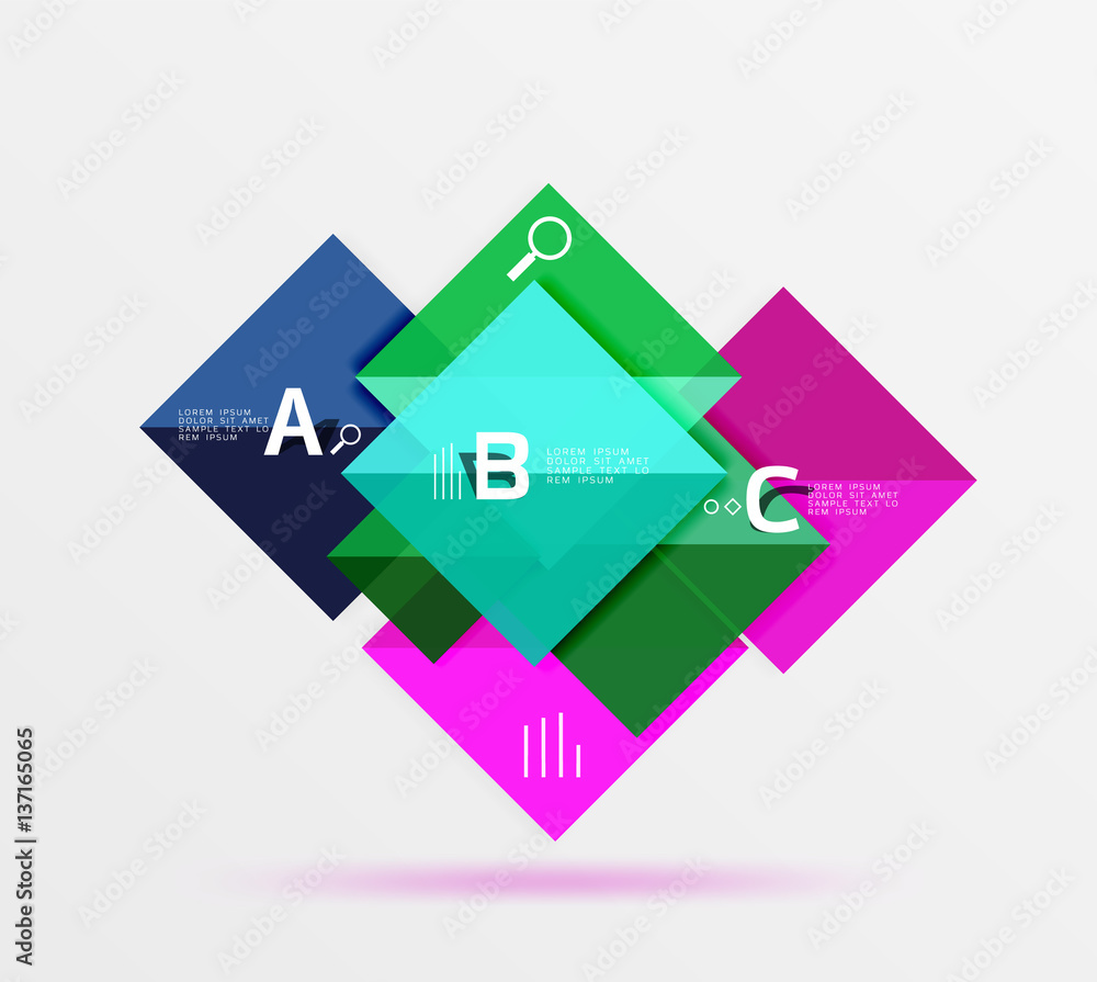 Overlapping square infographics Overlapping square infographics