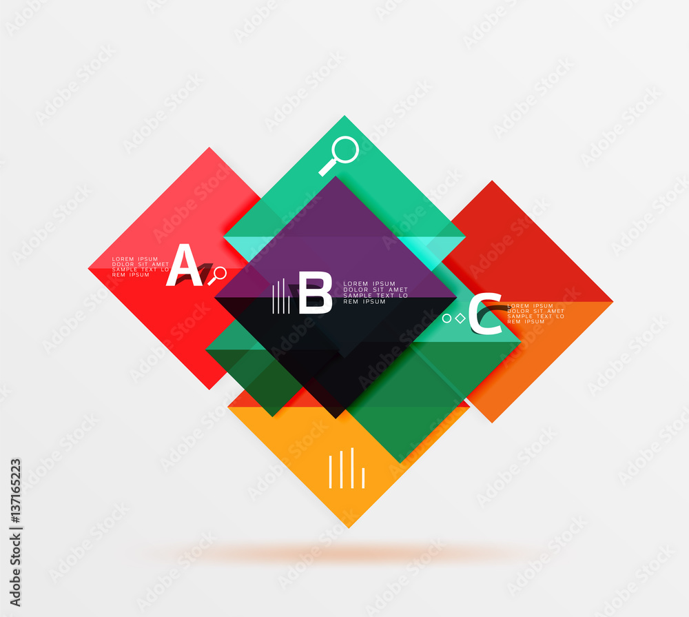 Overlapping square infographics Overlapping square infographics