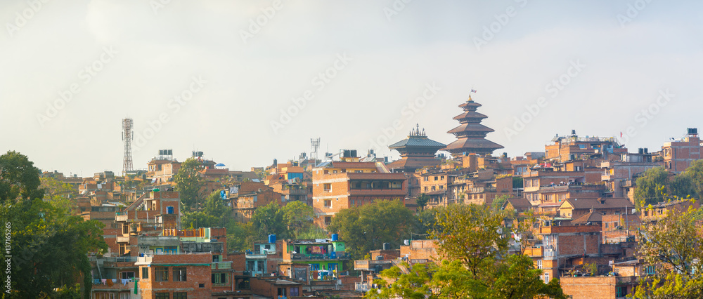 Bhaktapur Cityscape Nyatapola Pagoda Panoramic