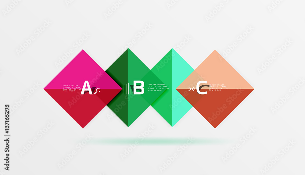 Overlapping square infographics