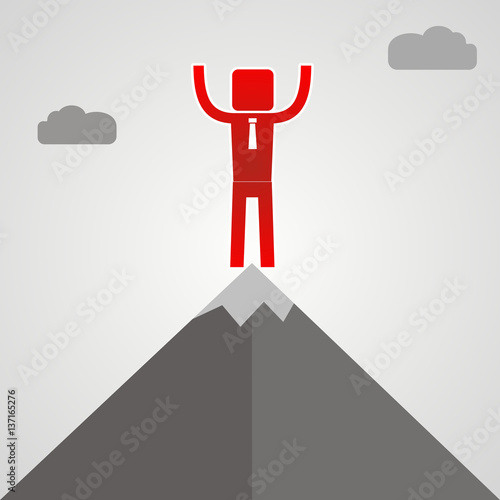 leader on a Mountain peak. Business success concept
