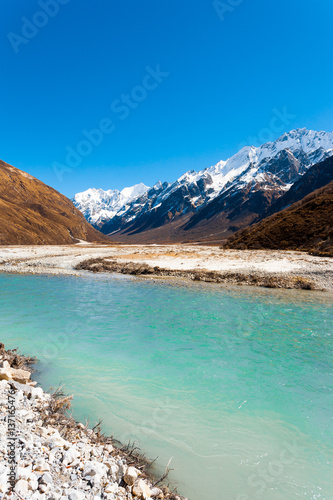 Langtang Gangchenpo Peak Himalayan Mountains River