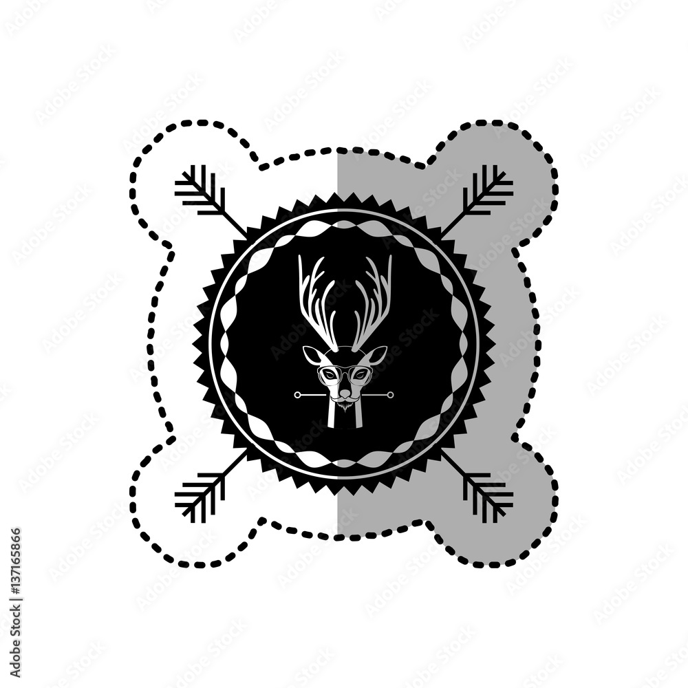 Fototapeta premium emblem deer hipster hunter city icon, vector illustration