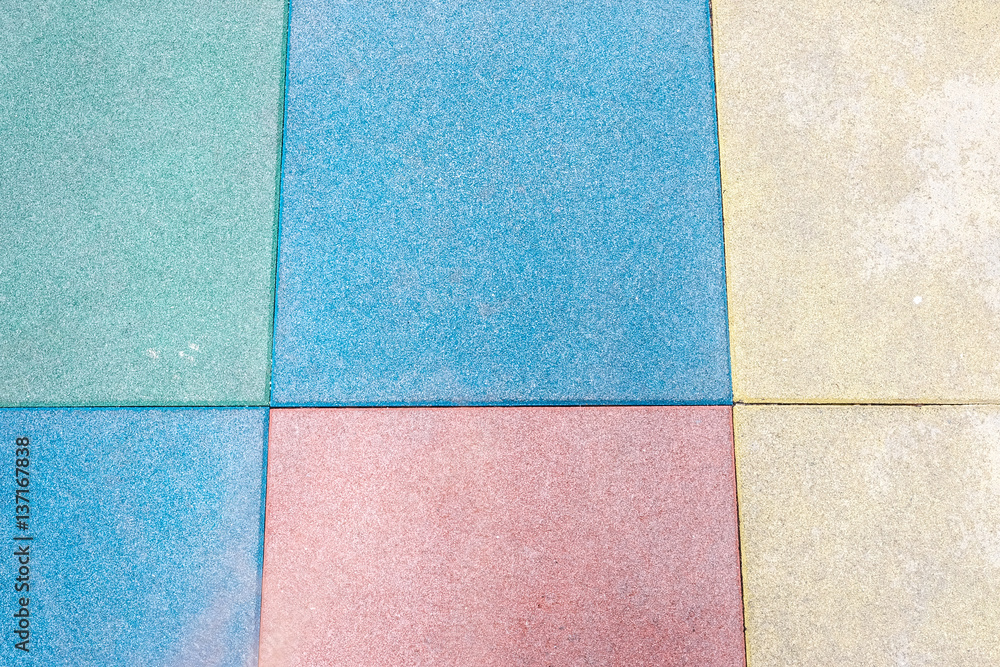 Fototapeta premium Close up rubber floor on playground in the park