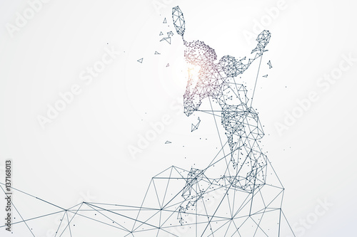 Sports Graphics particles, Network connection turned into, vector illustration.