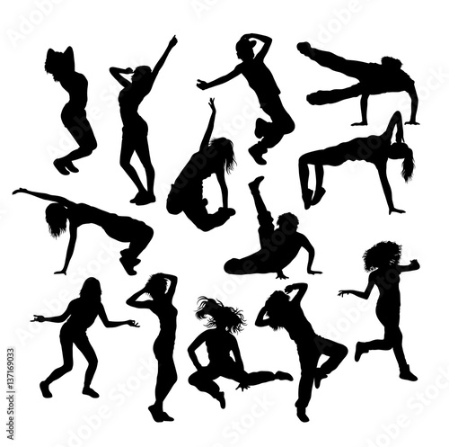 Hip Hop Dancer Set Silhouette, art vector design