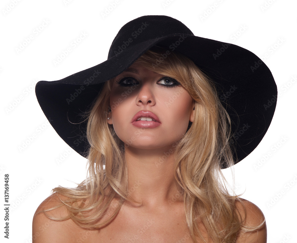 portrait of a beautiful blonde in retro style isolated on white background. copy space portrait of a beautiful blonde in retro style isolated on white background. copy space