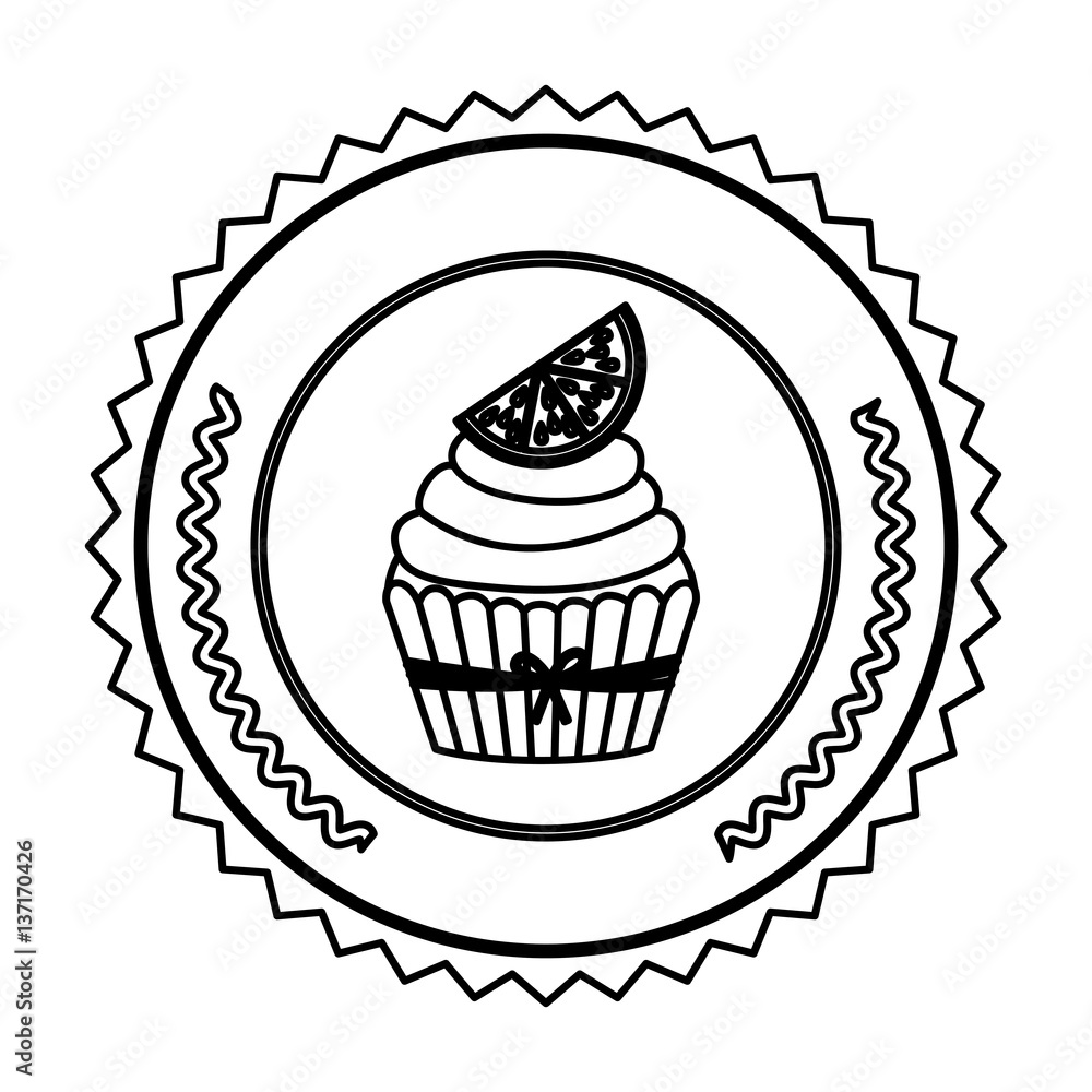 emblem muffin cupcakes icon design, vector illustration
