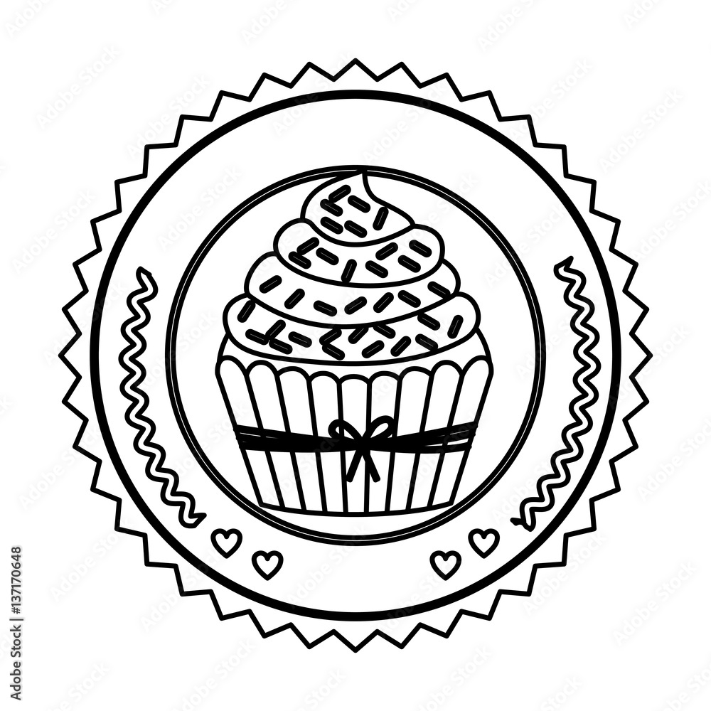 emblem muffin cupcakes icon design, vector illustration