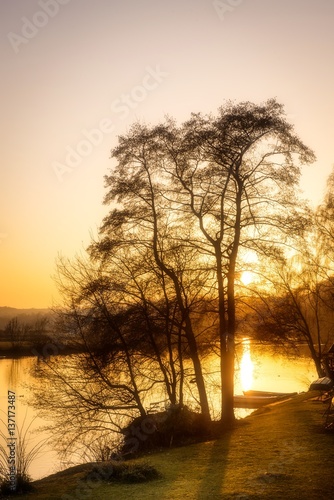 Sonnenuntergang Ruhr Silhouette bäume