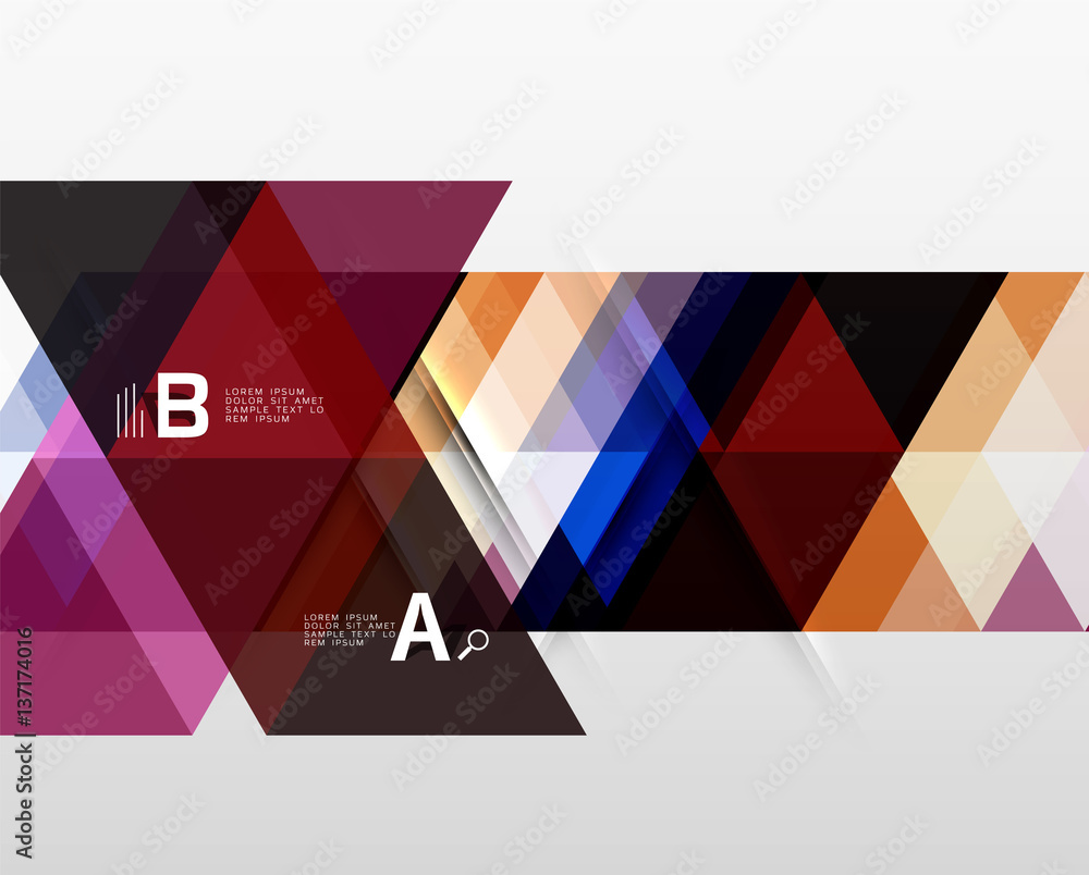 Color transparent trianlge tiles with infographic elements