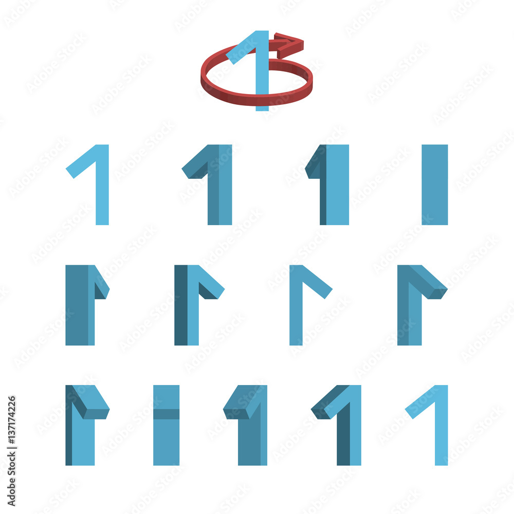 Sheet of sprites. Rotation of cartoon 3d Number 1. Sheet of sprites. Rotation of cartoon 3d Number 1.