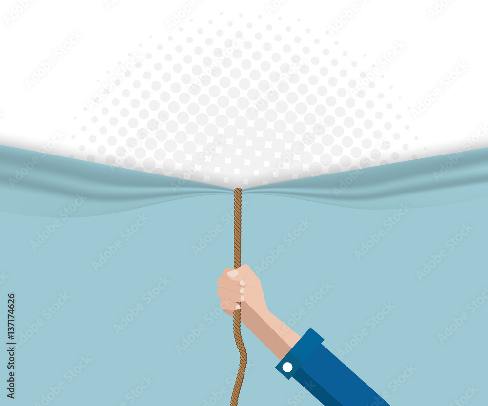 hand pull rope open half tone background Stock Vector | Adobe Stock