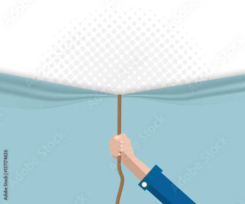 hand pull rope open half tone background