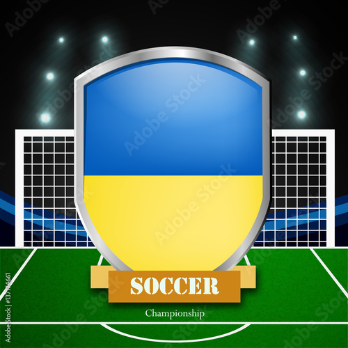 Illustration of Ukraine flag participating in soccer tournament