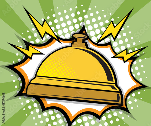 abstract hotel services bell pop art, comic book background