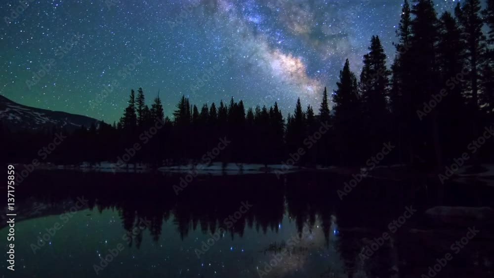 Astro Timelapse of Galaxy over Reflecting Alpine Lake in Yosemite -Zoom Out- Astro Timelapse of Galaxy over Reflecting Alpine Lake in Yosemite -Zoom Out-