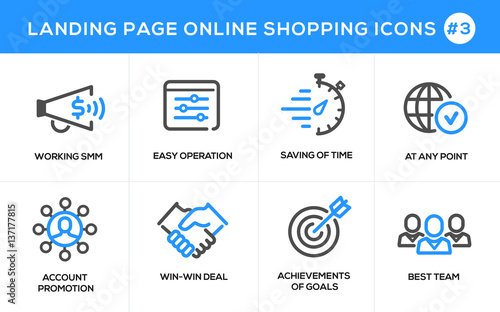 Flat line design concept icons for online shopping, website banner and landing page