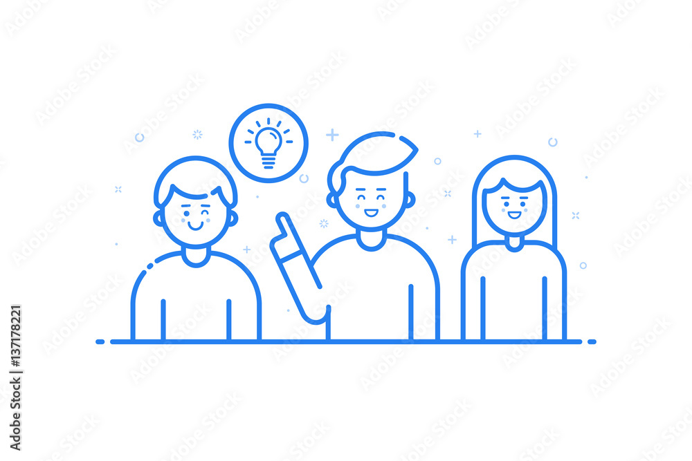 Vector illustration of banner in flat line style. Vector illustration of banner in flat line style.