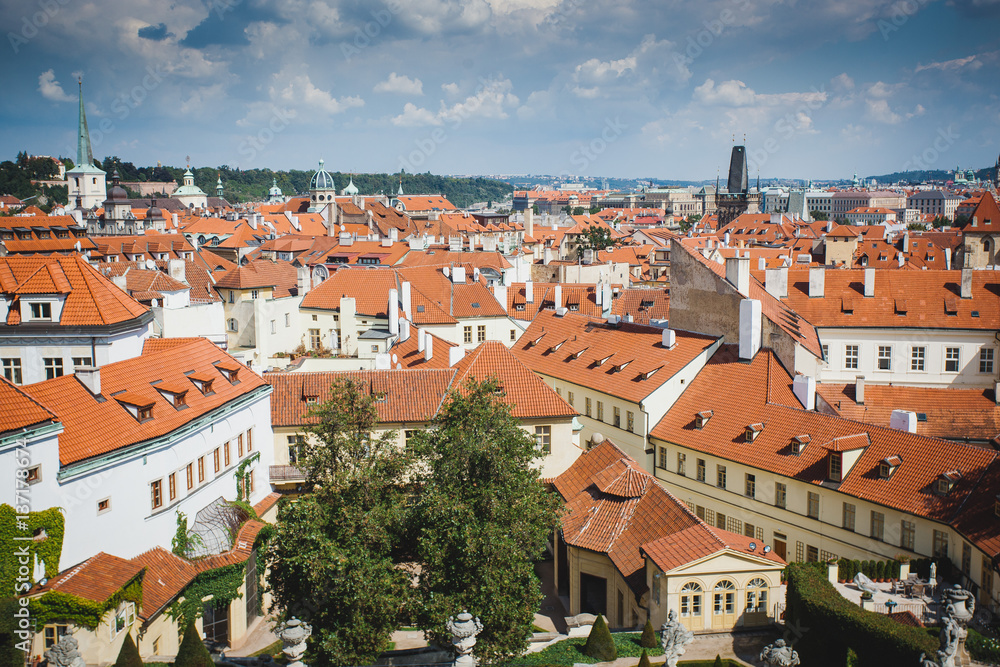 Old tiled roofs. Prague. Czech republic