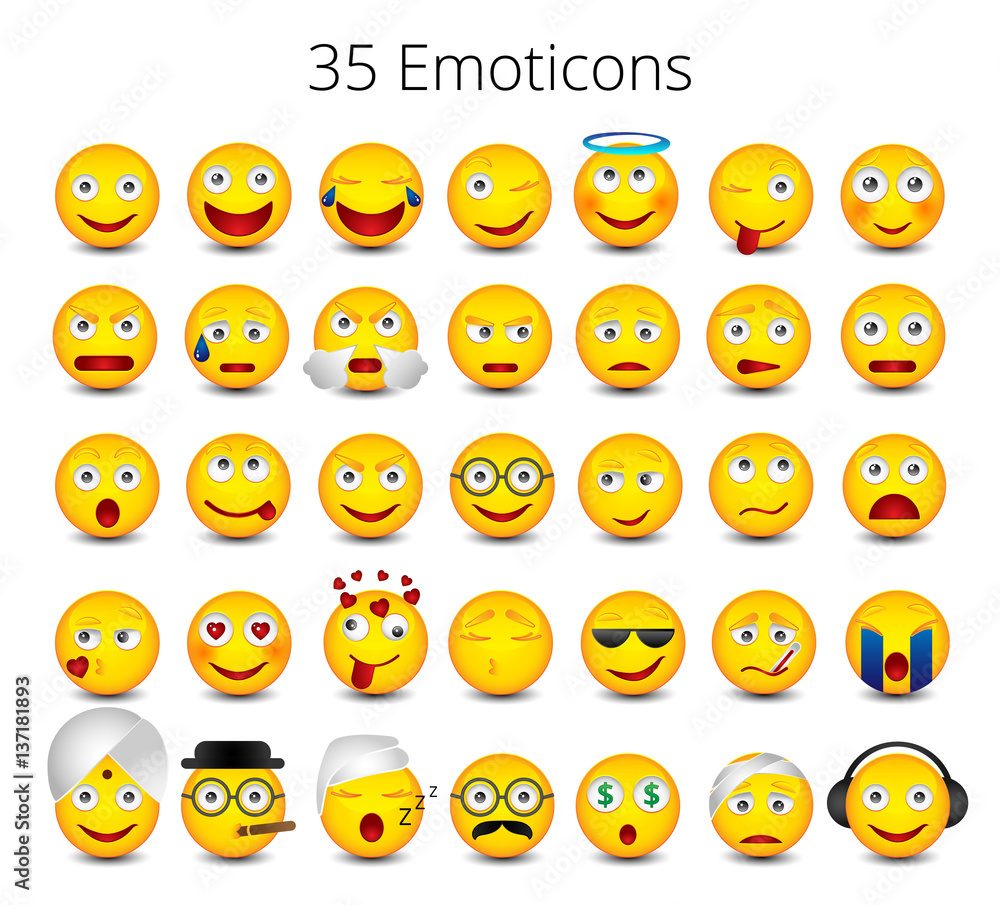 Emoticons set isoled on white background Emoticons set isoled on white background