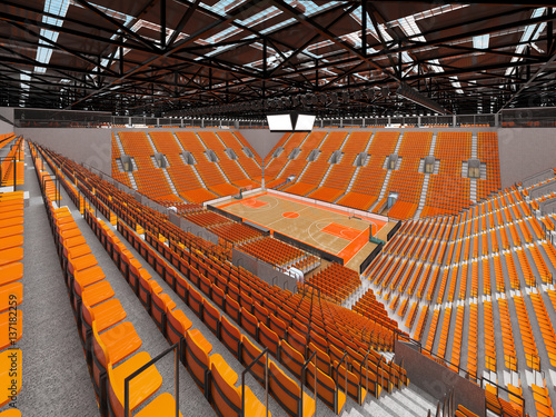 Beautiful sports arena for basketball with orange seats and VIP boxes © Danilo