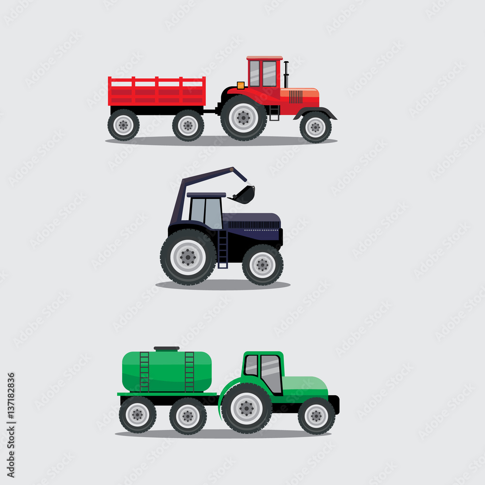 Heavy industrial vehicles image design set Heavy industrial vehicles image design set