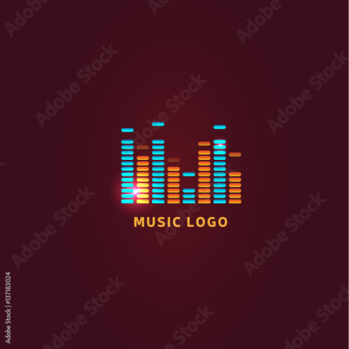 Colorful ui ux music equalizer sound waves. Audio electronic bar. Music waves logo. Dj vector illustration. Bright shiny light audio signal.