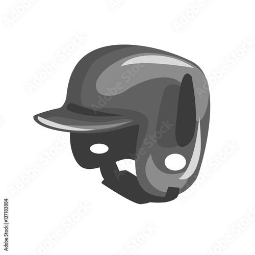 Black Plastic Helmed For Head Protection, Part Of Baseball Player Ammunition And Equipment Set Isolated Objects
