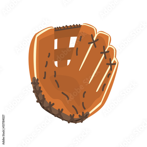 Catcher Leather Glove, Part Of Baseball Player Ammunition And Equipment Set Isolated Objects