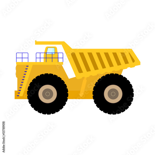 Vector illustration cartoon big heavy dump truck